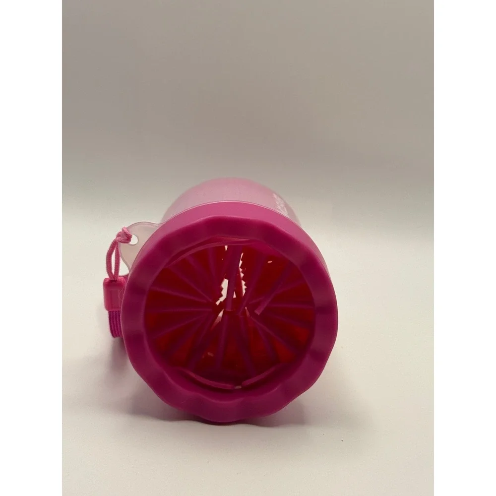 Pink Portable Dog Paw Cleaner Cup Soft Silicone Bristles Outdoor Pet Paw Washer